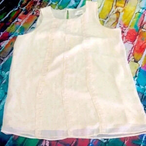 Loft size XS tank top cream‎ with dusty rose pink micro dots